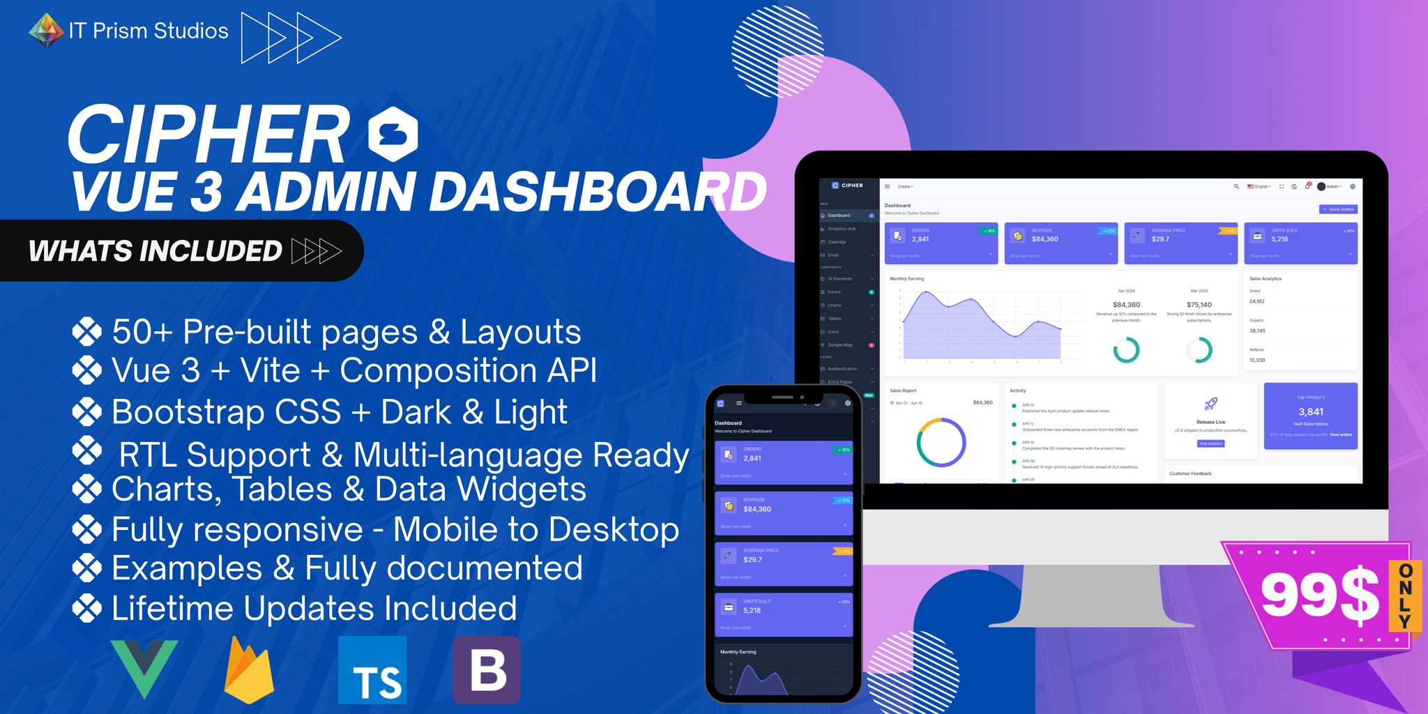 Cipher Vue Admin Dashboard Pro