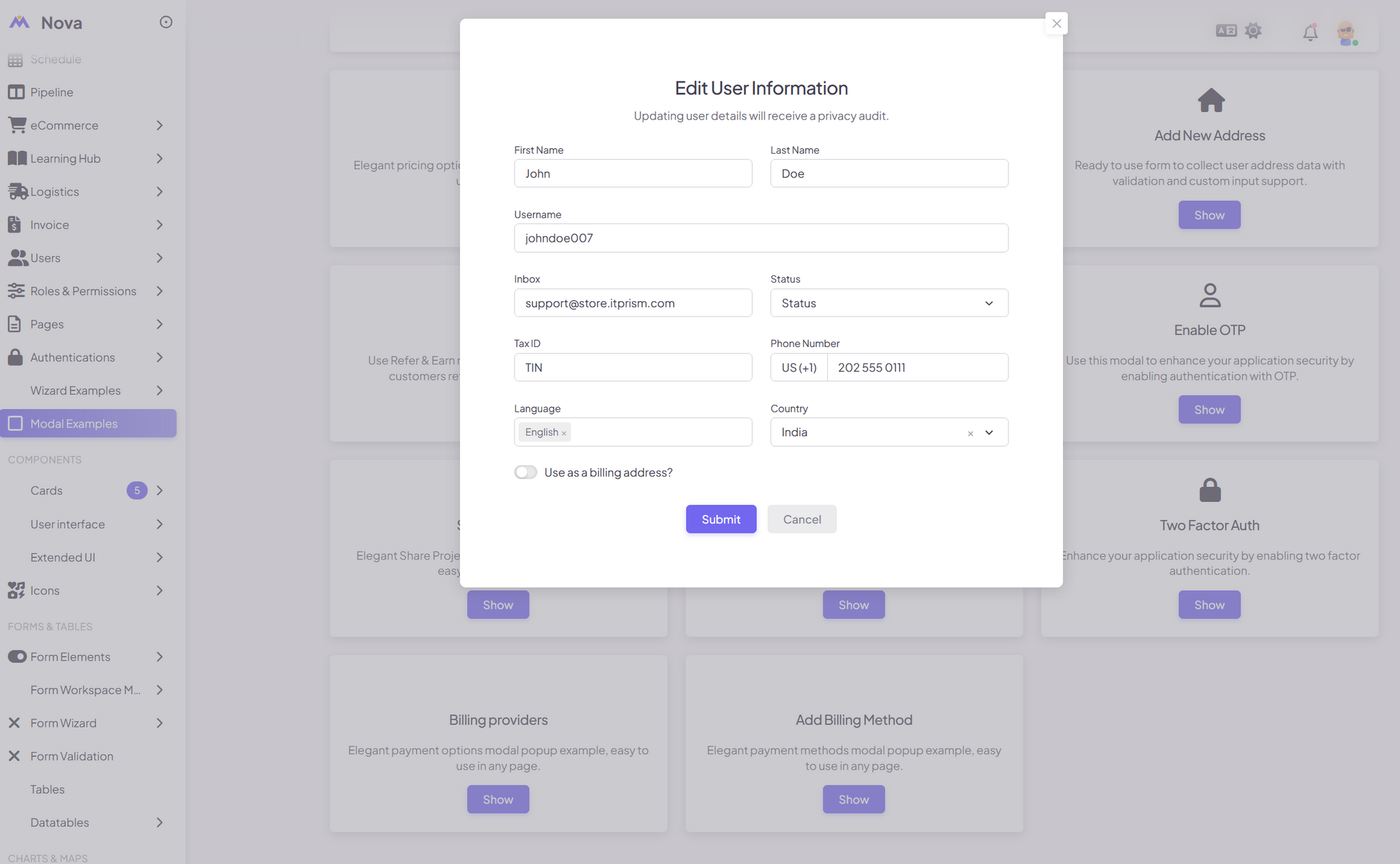 Nova Pro Admin Dashboard